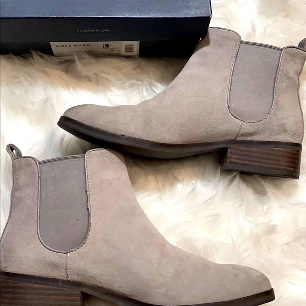 Gray Suede Cole Haan Chelsea boots